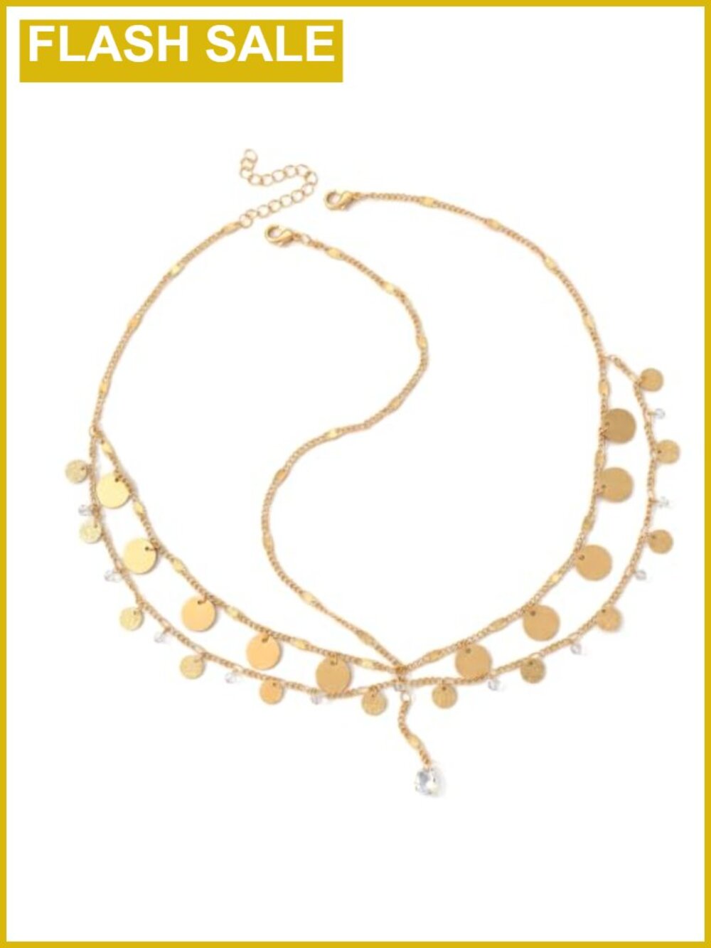 Gold Head Chain Rhinestone Sequin Head Jewelry Adjustable Zinc Alloy